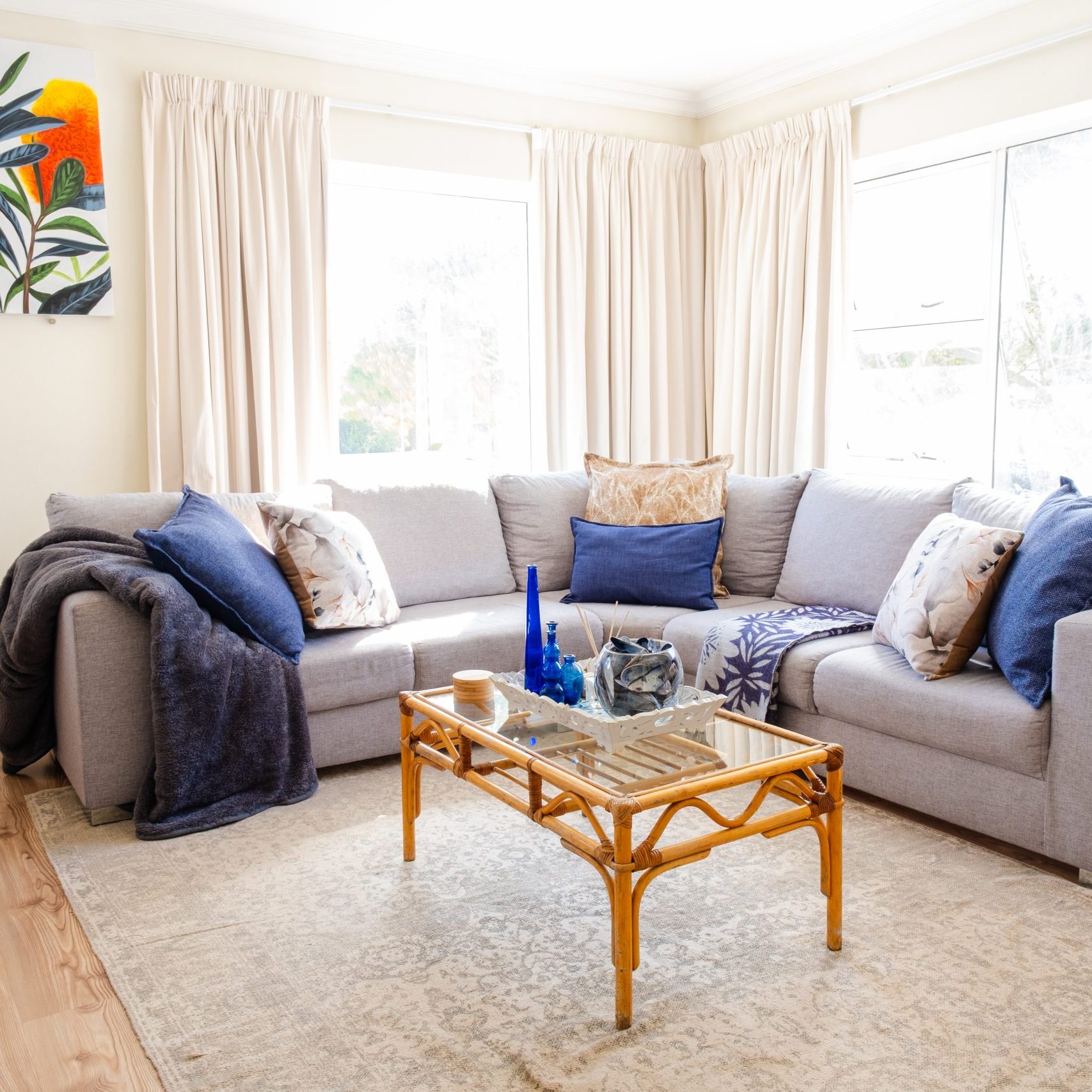 Enjoy sunlit afternoons and peaceful evenings cosying up on the comfortable Couch in Coastal Sandz