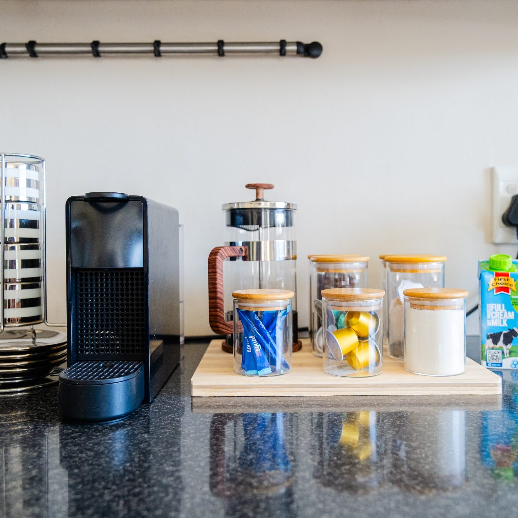Fully stocked Coffee and Tea Statiion at Coastal Sandz Strand